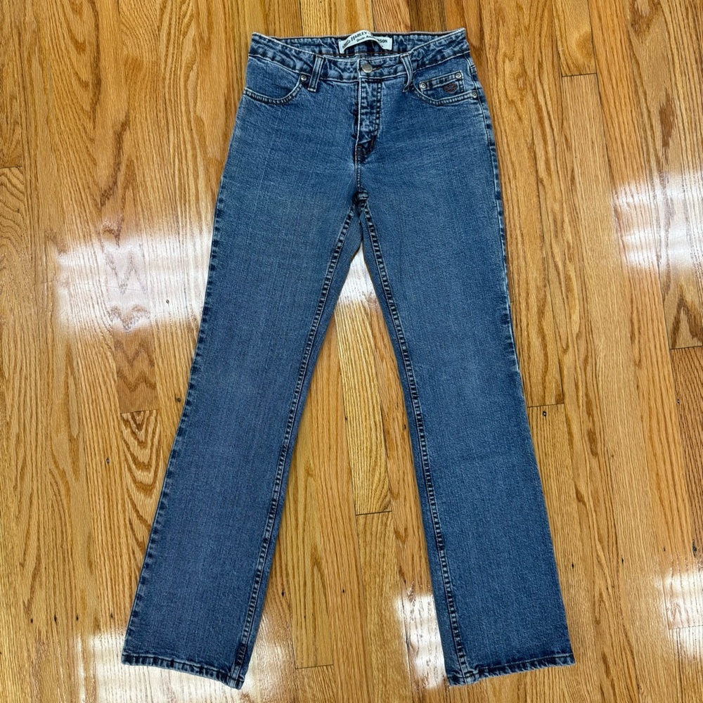 Vintage Harley Davidson Women’s Bootcut Denim Blue Jeans Y2K Bikercore